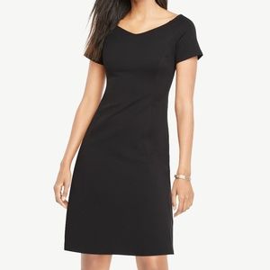 NWT Black Tall Wide V-neck Ponte Flare Dress